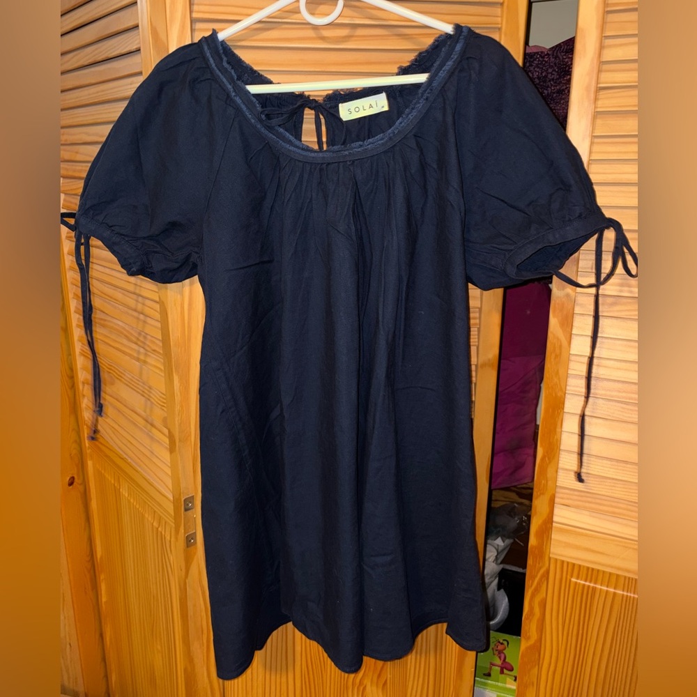 Elara Linen Cotton Blend Mini Dress